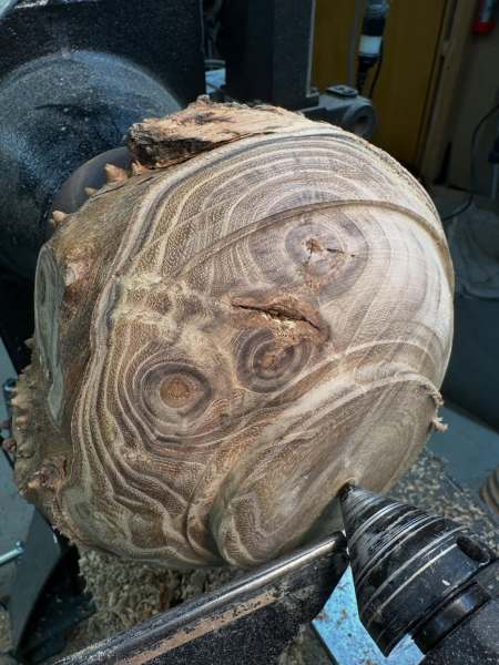 This piece was truly unique. Someone gave me a section of a tree that had grown around a wooden fence. The portion I turned largely dictated its own shape, as I wanted to preserve as much of its natural character as possible. I ended up sending it to a longtime friend.